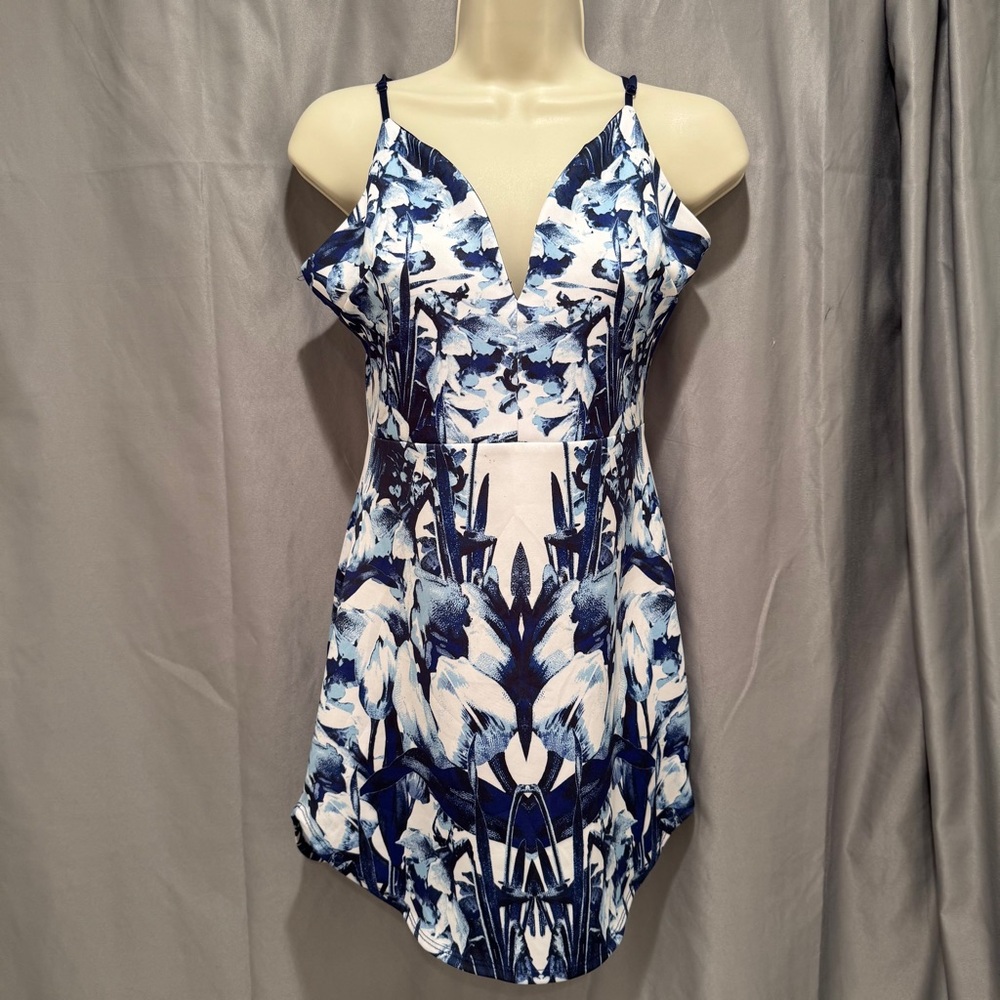 Blue Blush Blue and White Patterned Dress